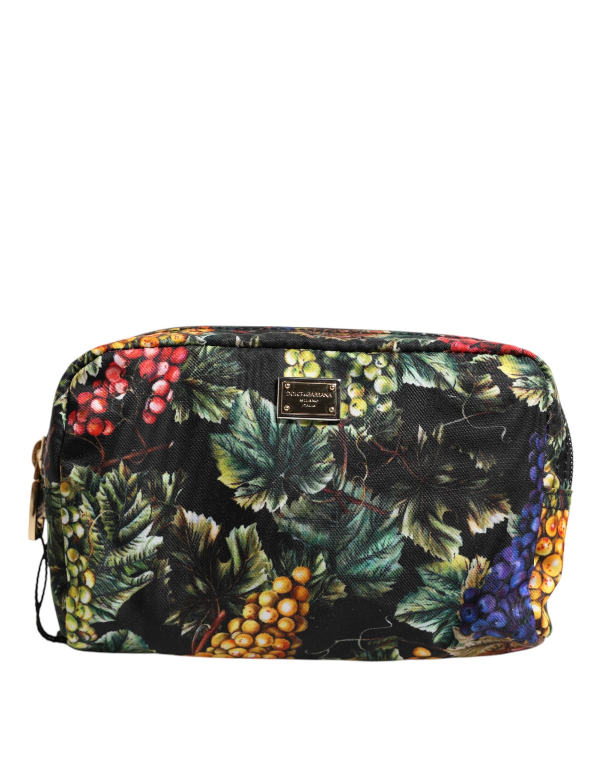 Dolce & Gabbana Multicolor Grape Print Clutch Logo Plaque Pouch Bag - Zeiniez