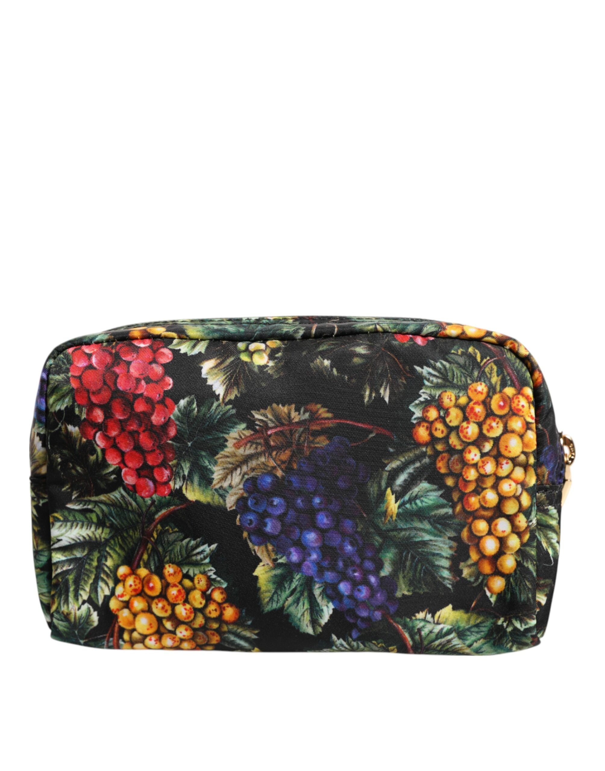 Dolce & Gabbana Multicolor Grape Print Clutch Logo Plaque Pouch Bag - Zeiniez