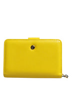 Dolce & Gabbana Yellow Leather Bifold Continental Clutch Wallet - Zeiniez