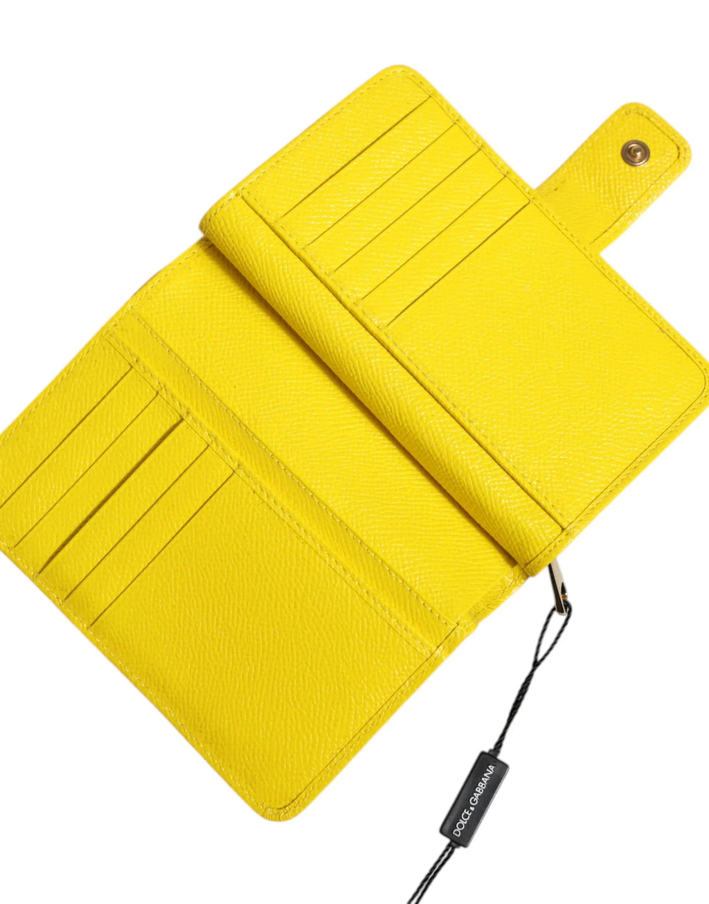 Dolce & Gabbana Yellow Leather Bifold Continental Clutch Wallet - Zeiniez