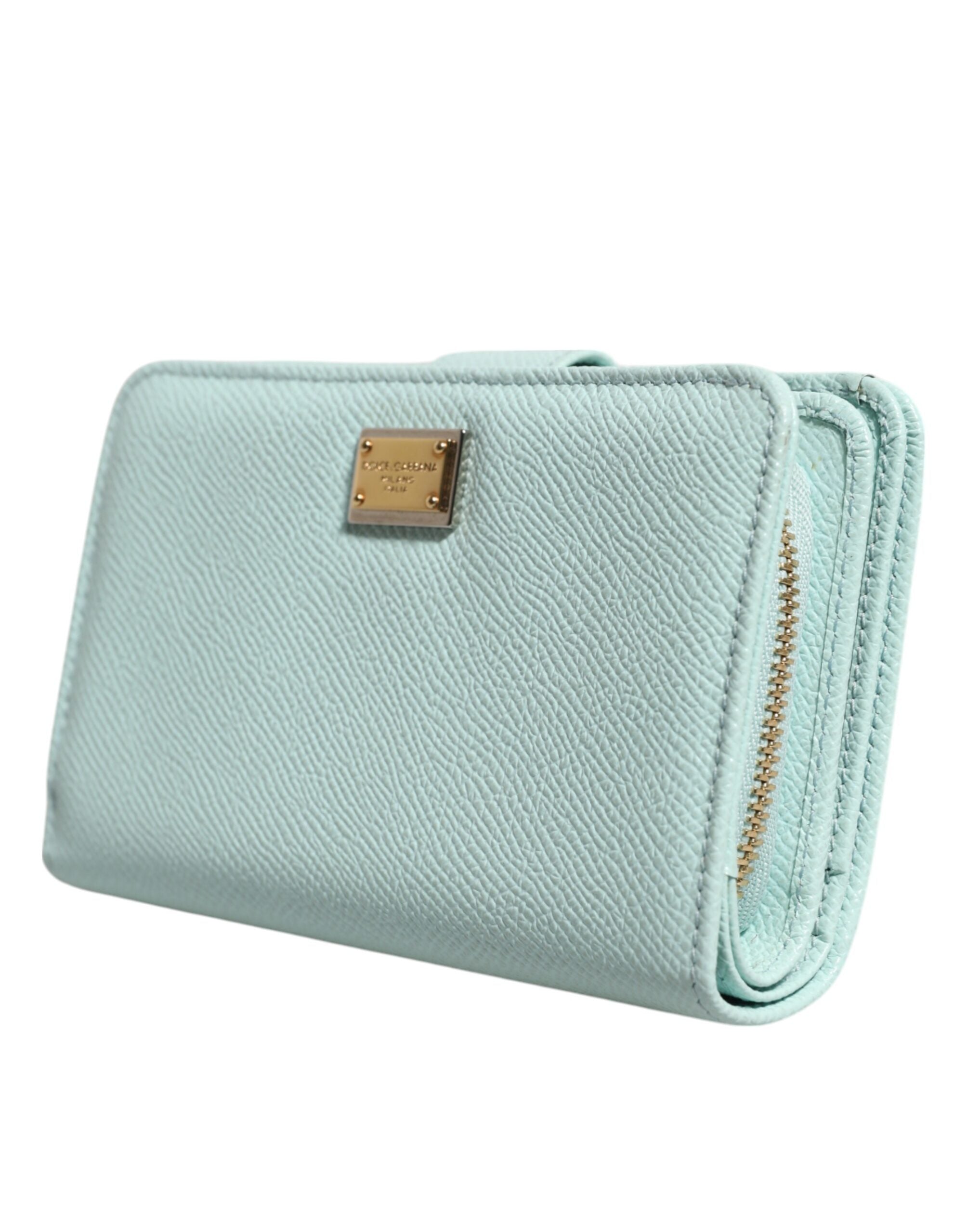 Dolce & Gabbana Mint Green Leather Bifold Continental Clutch Wallet - Zeiniez