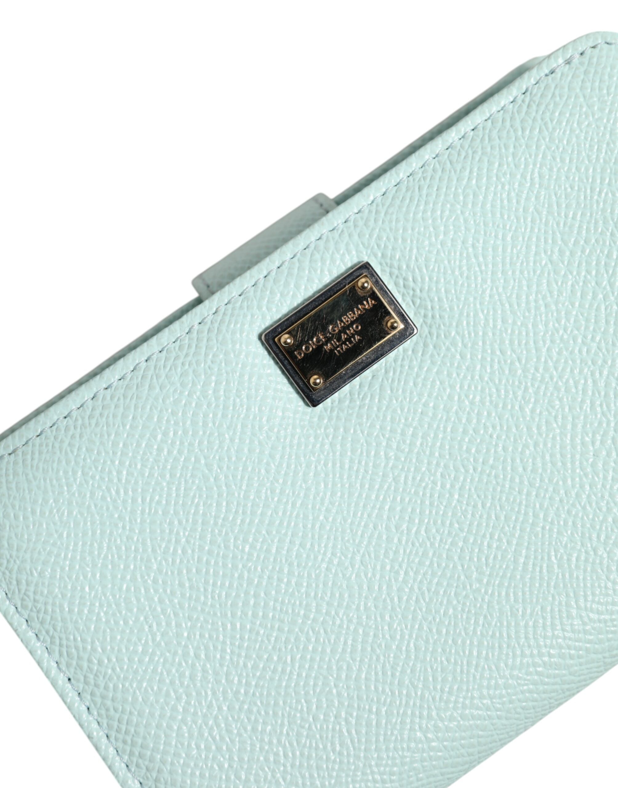 Dolce & Gabbana Mint Green Leather Bifold Continental Clutch Wallet - Zeiniez