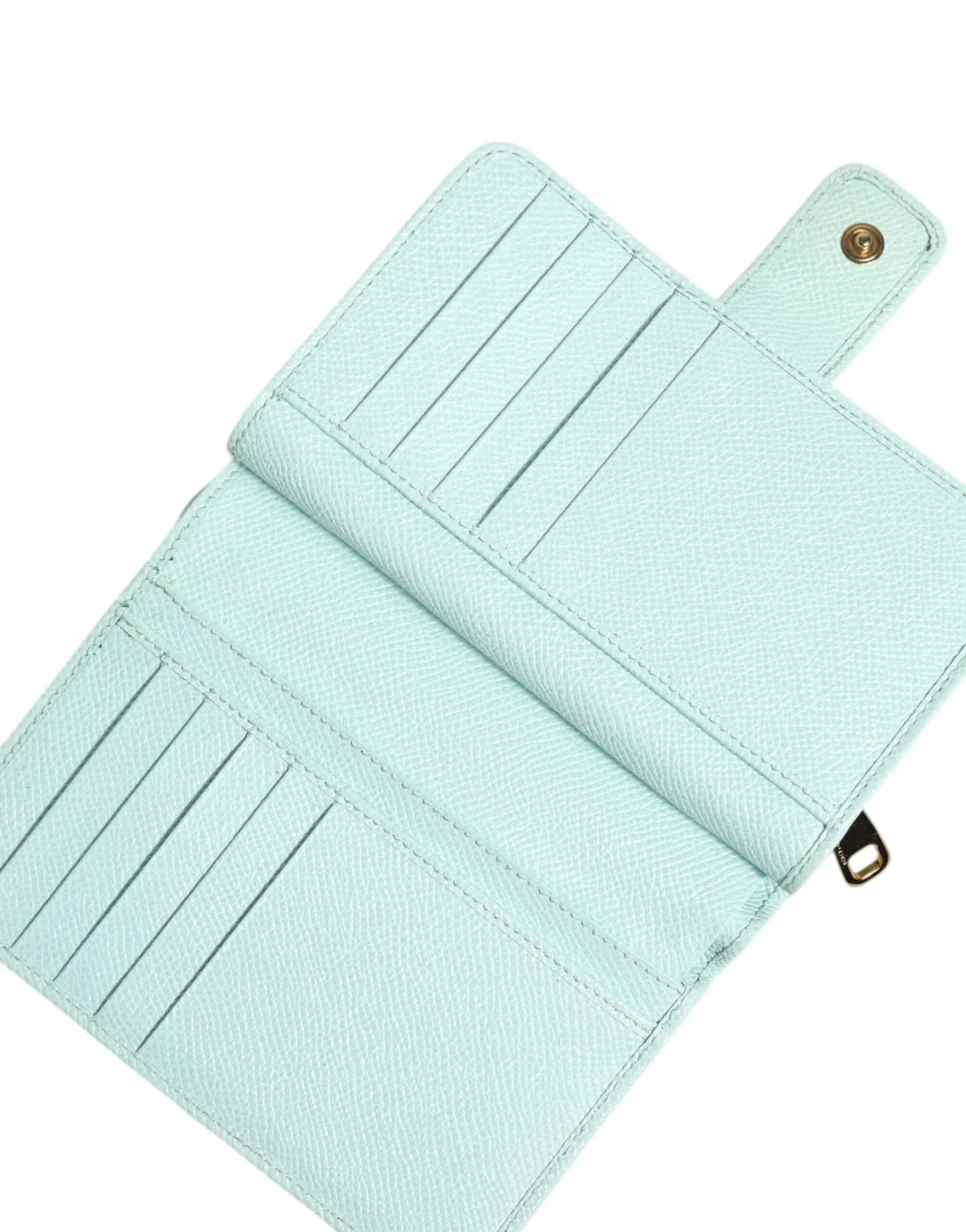 Dolce & Gabbana Mint Green Leather Bifold Continental Clutch Wallet - Zeiniez