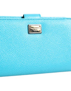 Dolce & Gabbana Light Blue Leather Bifold Continental Clutch Wallet - Zeiniez