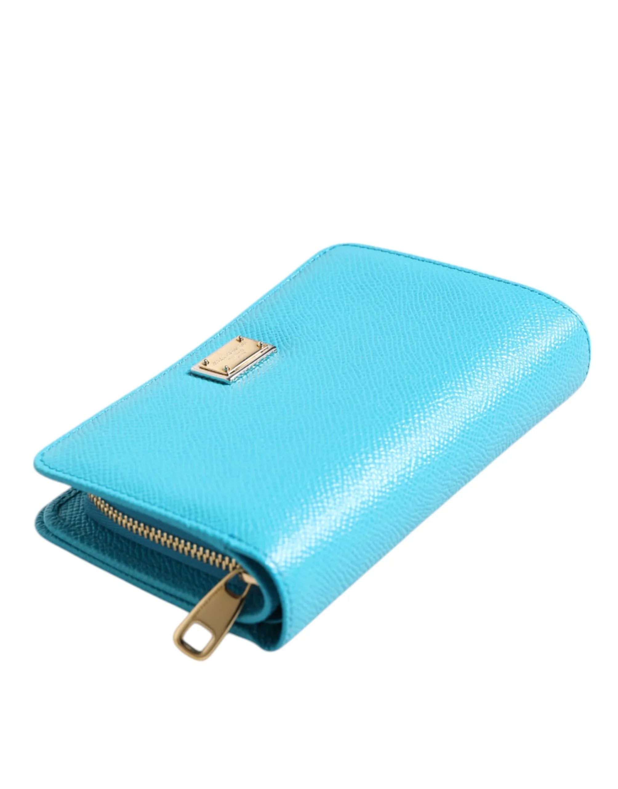 Dolce & Gabbana Light Blue Leather Bifold Continental Clutch Wallet - Zeiniez