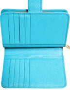 Dolce & Gabbana Light Blue Leather Bifold Continental Clutch Wallet - Zeiniez