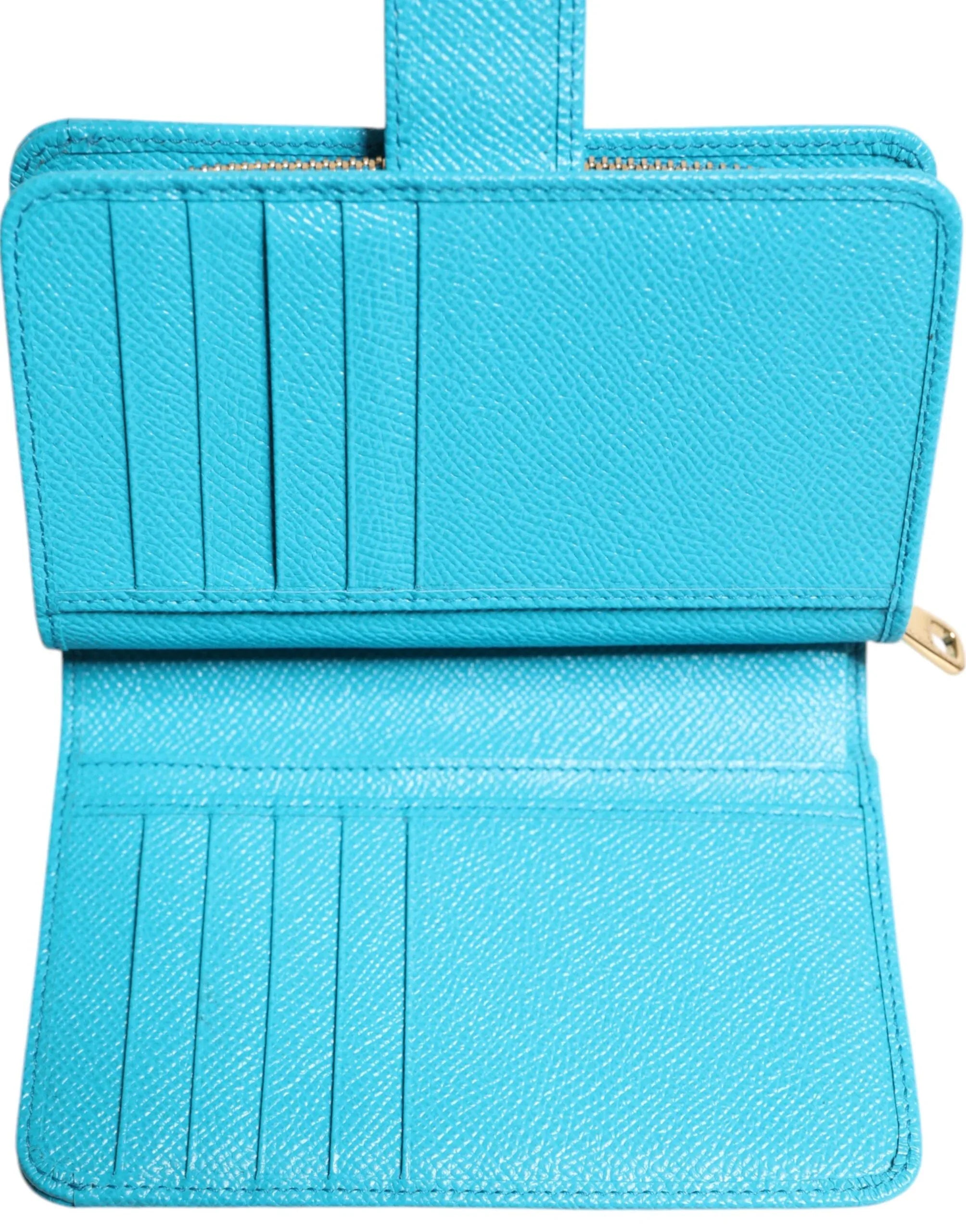 Dolce & Gabbana Light Blue Leather Bifold Continental Clutch Wallet - Zeiniez