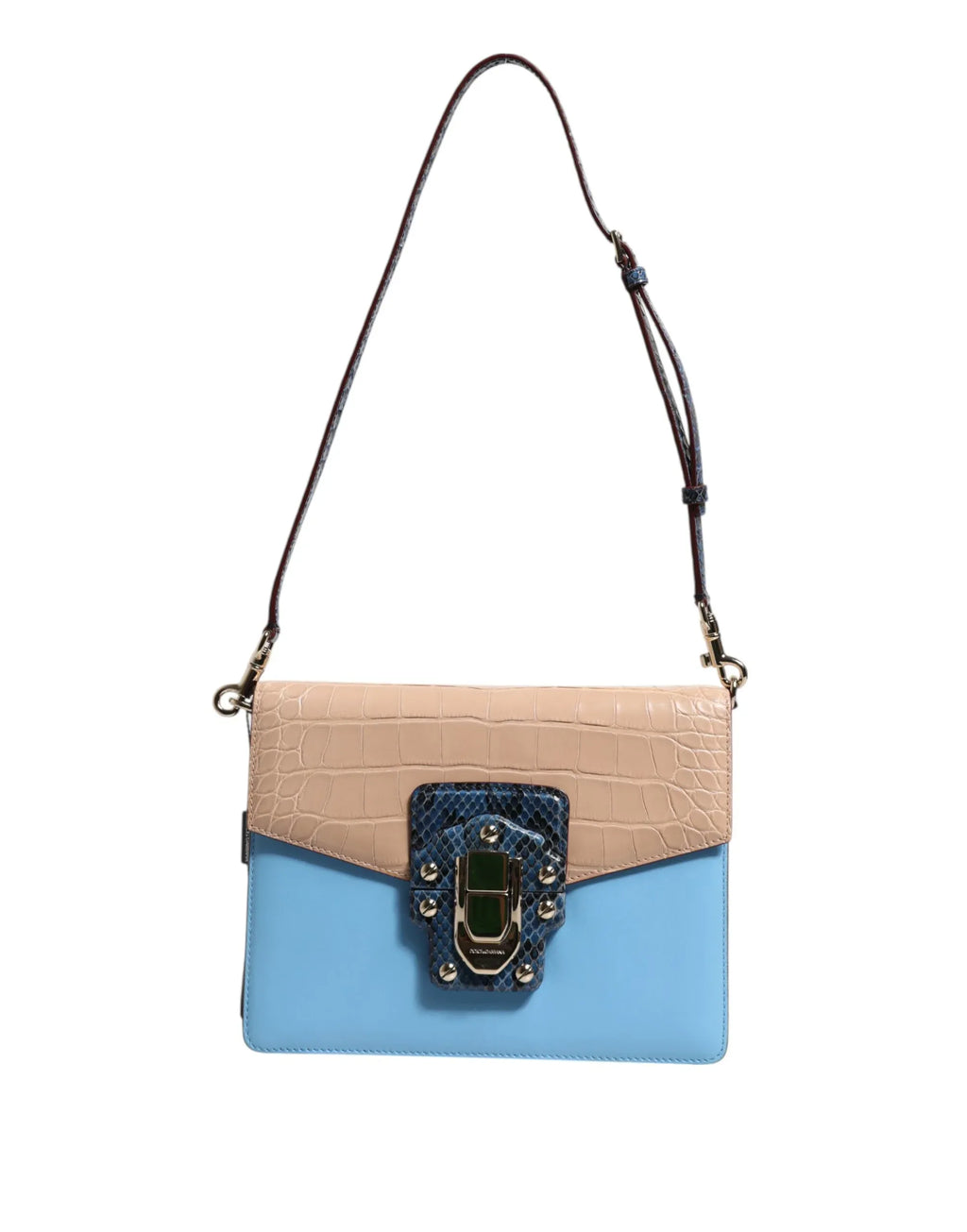 Dolce & Gabbana Blue Beige Exotic Leather LUCIA Crossbody Bag - Zeiniez
