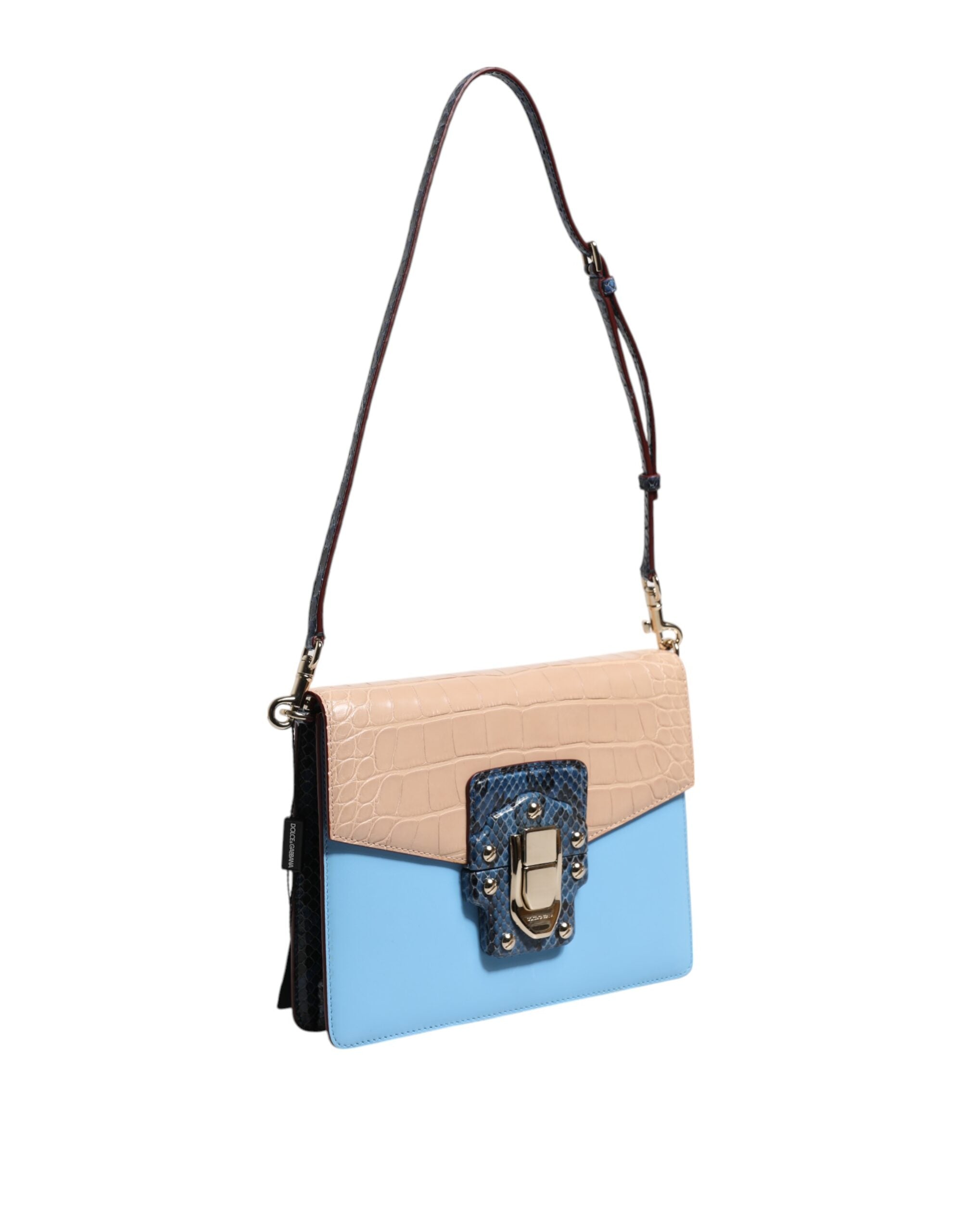 Dolce & Gabbana Blue Beige Exotic Leather LUCIA Crossbody Bag - Zeiniez
