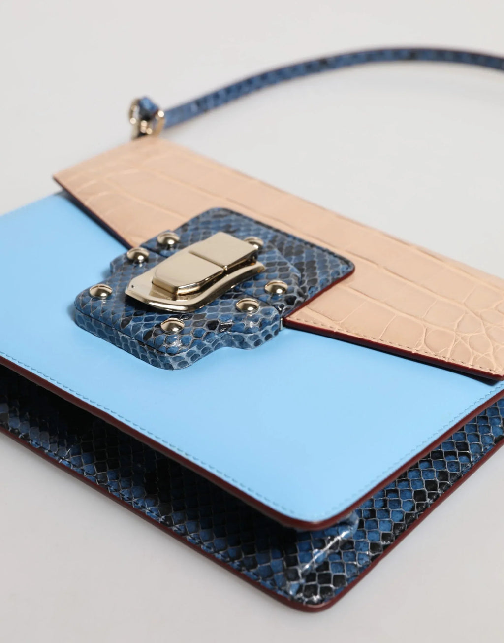 Dolce & Gabbana Blue Beige Exotic Leather LUCIA Crossbody Bag - Zeiniez