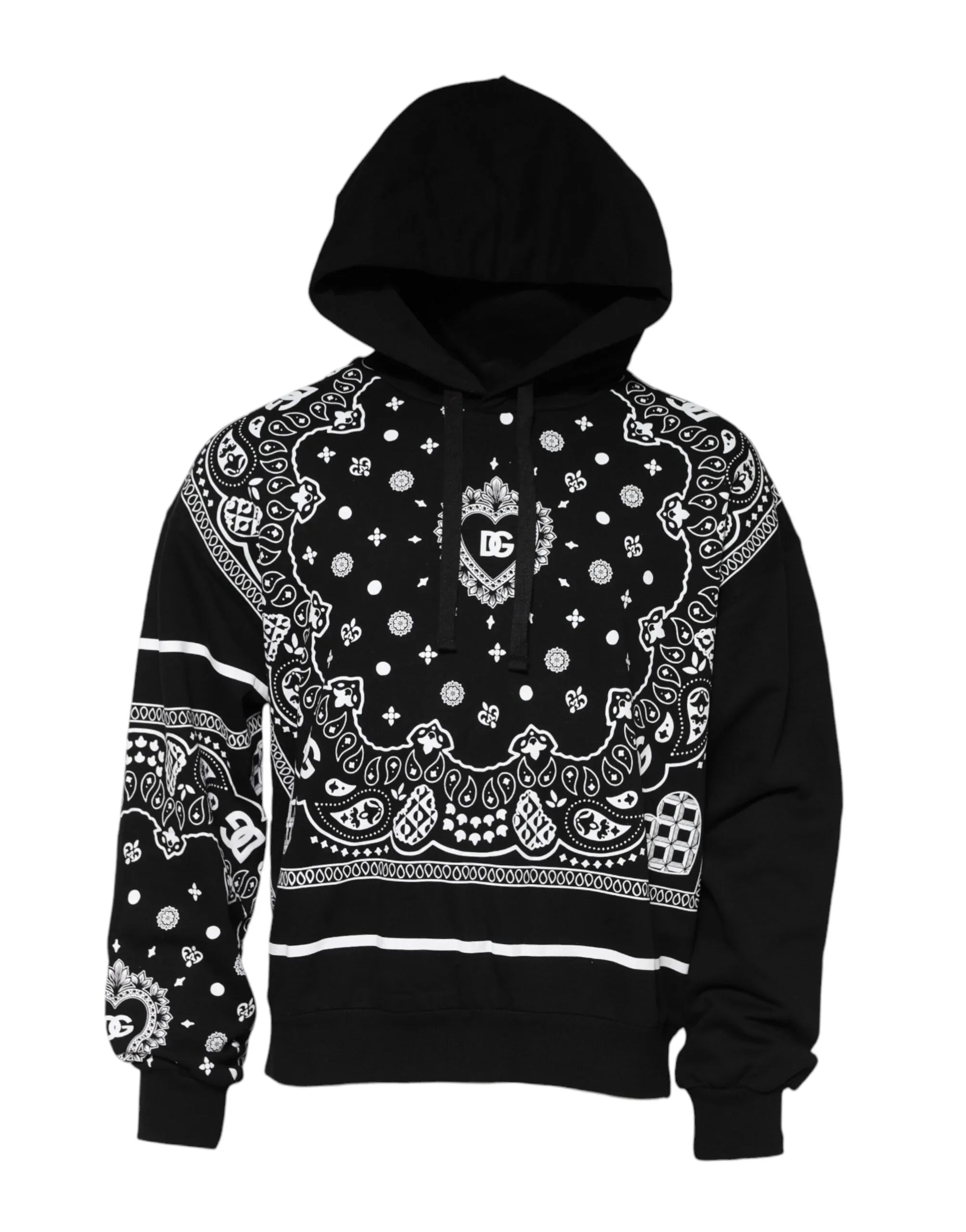 Dolce & Gabbana Black Bandana Hooded Men Sweatshirt Sweater - Zeiniez