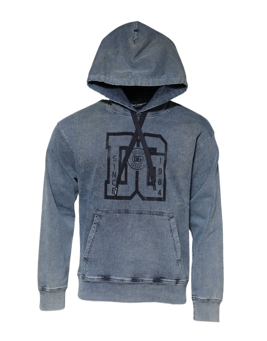 Dolce & Gabbana Blue Cotton Blend Hooded Sweatshirt Sweater - Zeiniez
