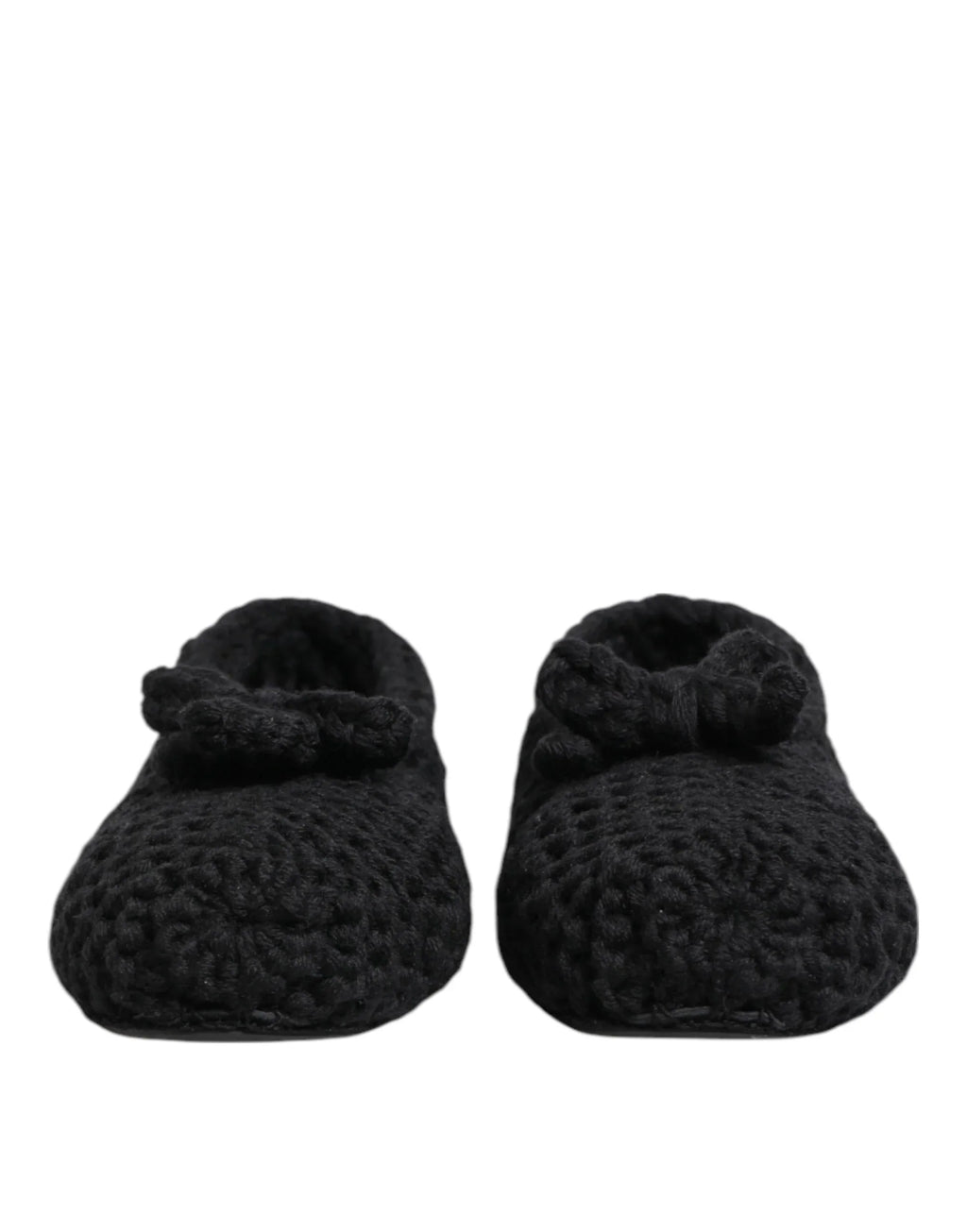 Dolce & Gabbana Black Wool Knit Slip On Ballerina Flats Shoes - Zeiniez
