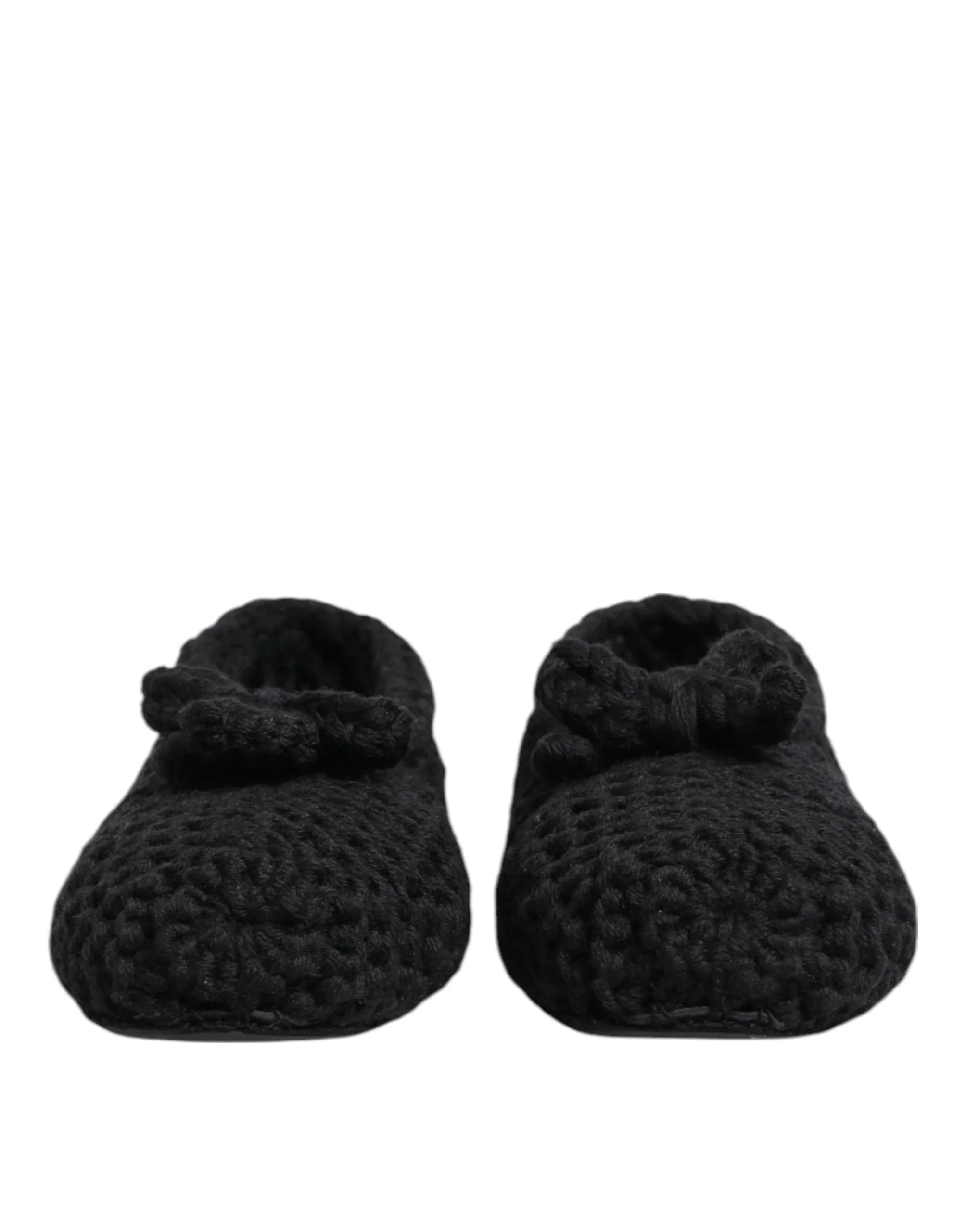 Dolce & Gabbana Black Wool Knit Slip On Ballerina Flats Shoes - Zeiniez