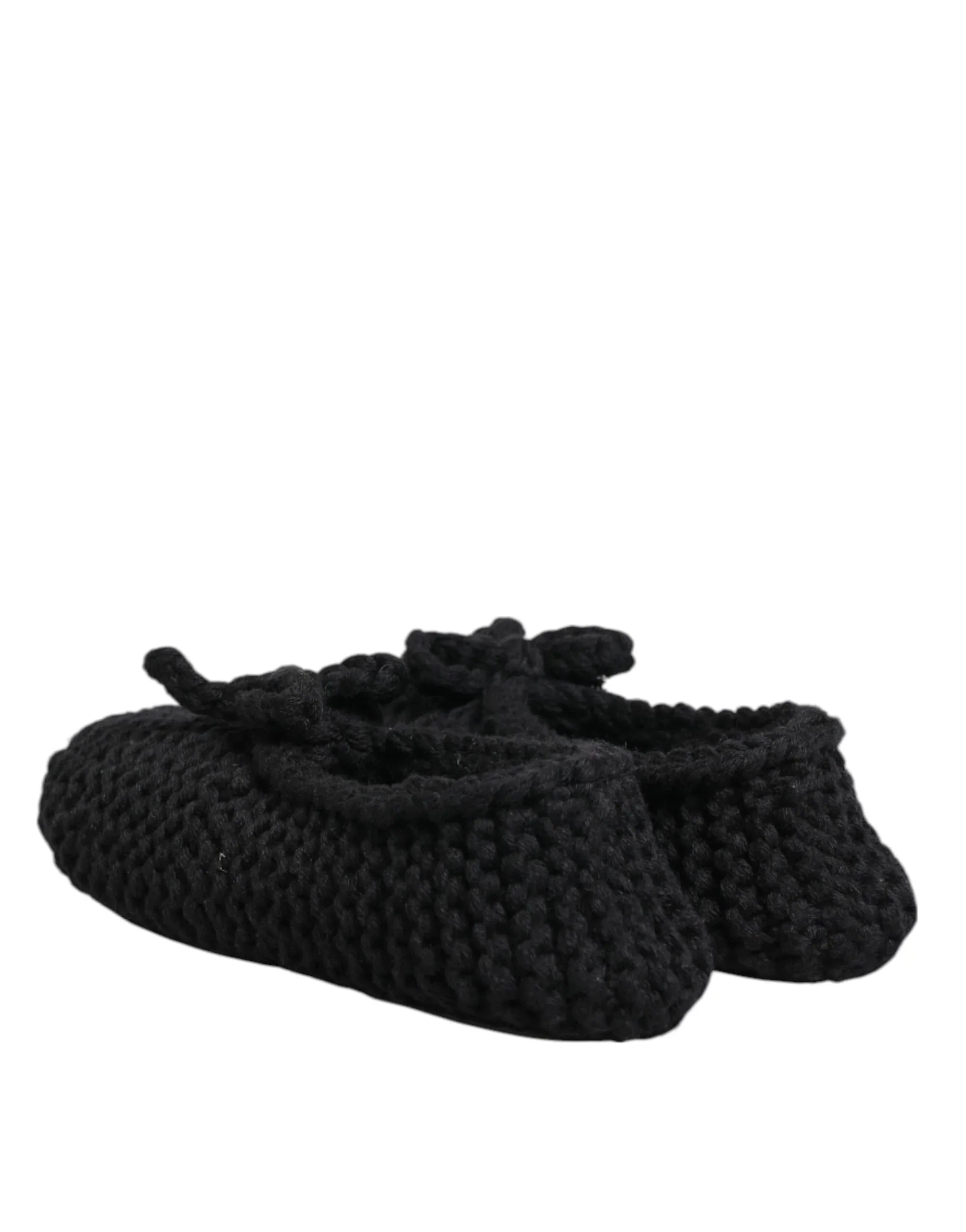 Dolce & Gabbana Black Wool Knit Slip On Ballerina Flats Shoes - Zeiniez