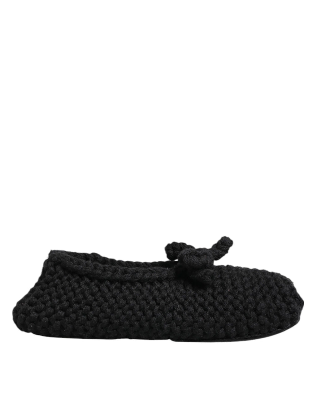 Dolce & Gabbana Black Wool Knit Slip On Ballerina Flats Shoes - Zeiniez