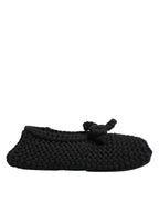 Dolce & Gabbana Black Wool Knit Slip On Ballerina Flats Shoes - Zeiniez