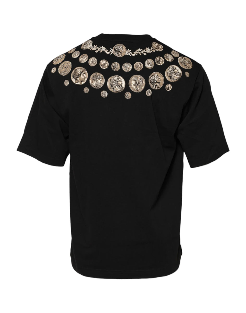 Dolce & Gabbana Black Coin Print Cotton Crew Neck T-shirt - Zeiniez
