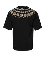 Dolce & Gabbana Black Coin Print Cotton Crew Neck T-shirt - Zeiniez