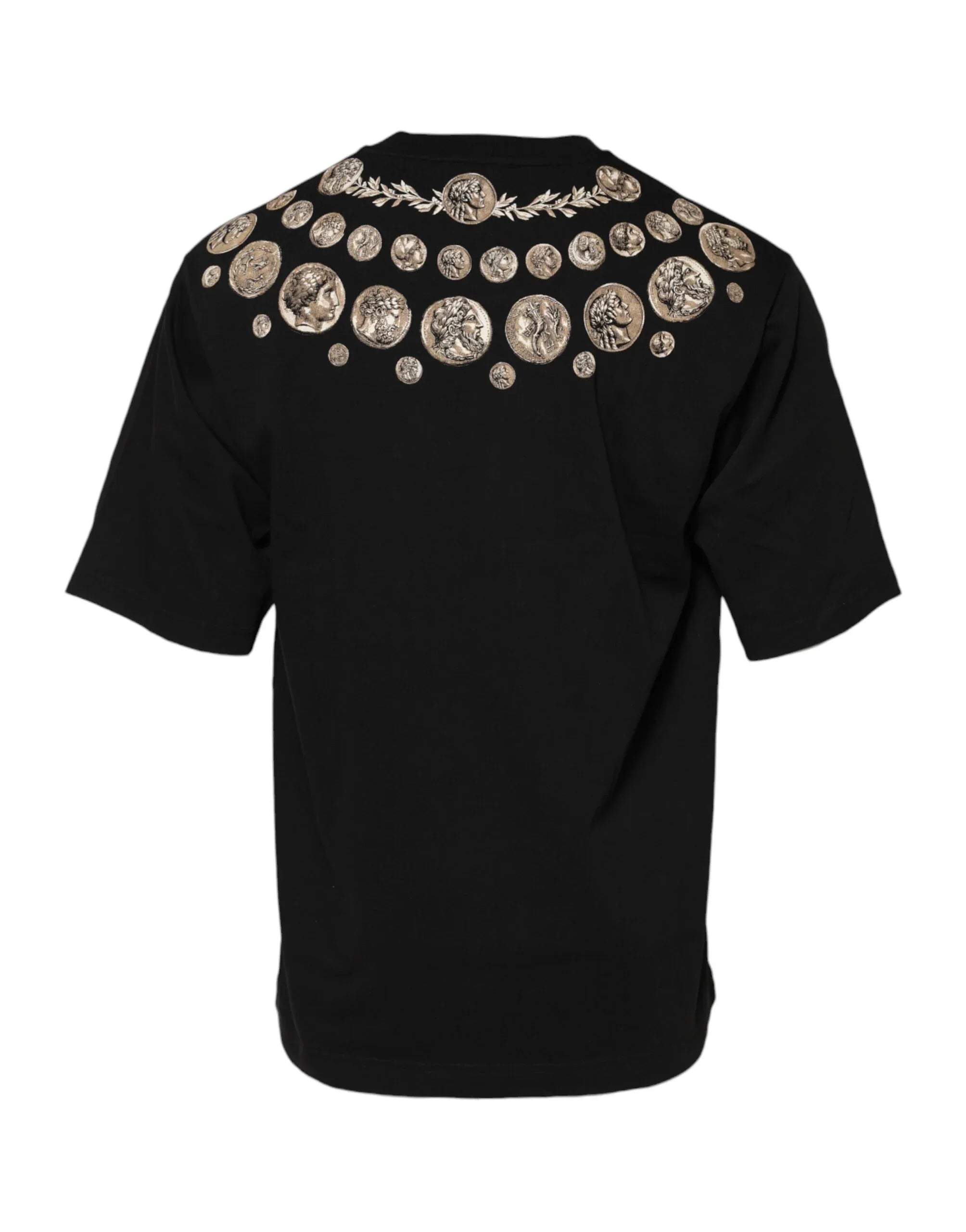 Dolce & Gabbana Black Coin Print Cotton Crew Neck T-shirt - Zeiniez