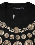 Dolce & Gabbana Black Coin Print Cotton Crew Neck T-shirt - Zeiniez