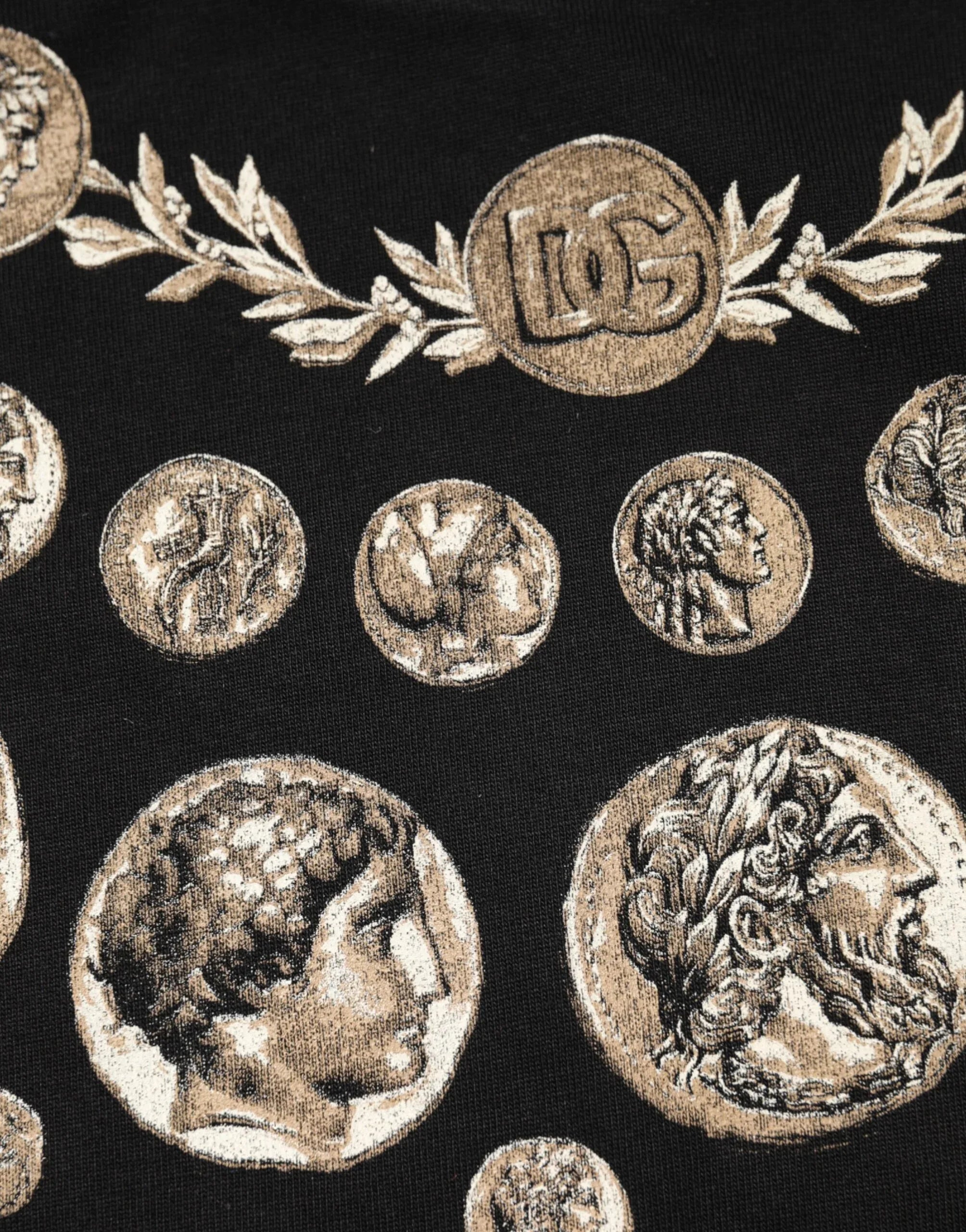 Dolce & Gabbana Black Coin Print Cotton Crew Neck T-shirt - Zeiniez