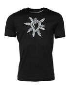 Dolce & Gabbana Black Sacred Heart Cotton Crew Neck T-shirt - Zeiniez