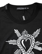Dolce & Gabbana Black Sacred Heart Cotton Crew Neck T-shirt - Zeiniez
