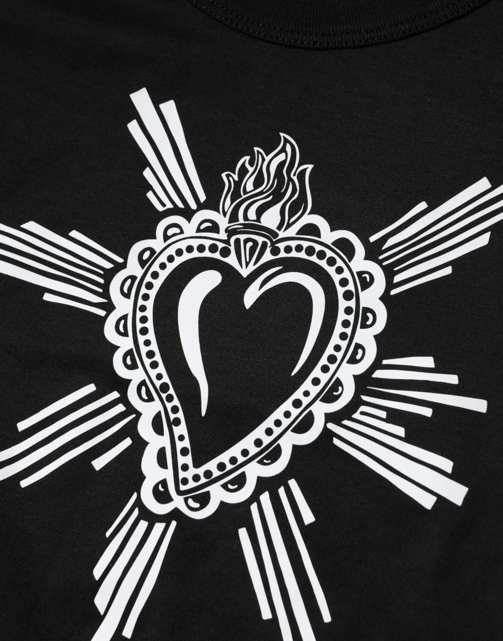 Dolce & Gabbana Black Sacred Heart Cotton Crew Neck T-shirt - Zeiniez