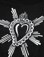 Dolce & Gabbana Black Sacred Heart Cotton Crew Neck T-shirt - Zeiniez