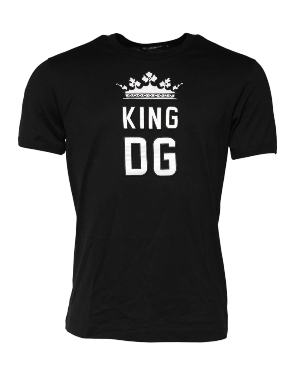 Dolce & Gabbana Black DG King Crown Cotton Crew Neck T-shirt - Zeiniez