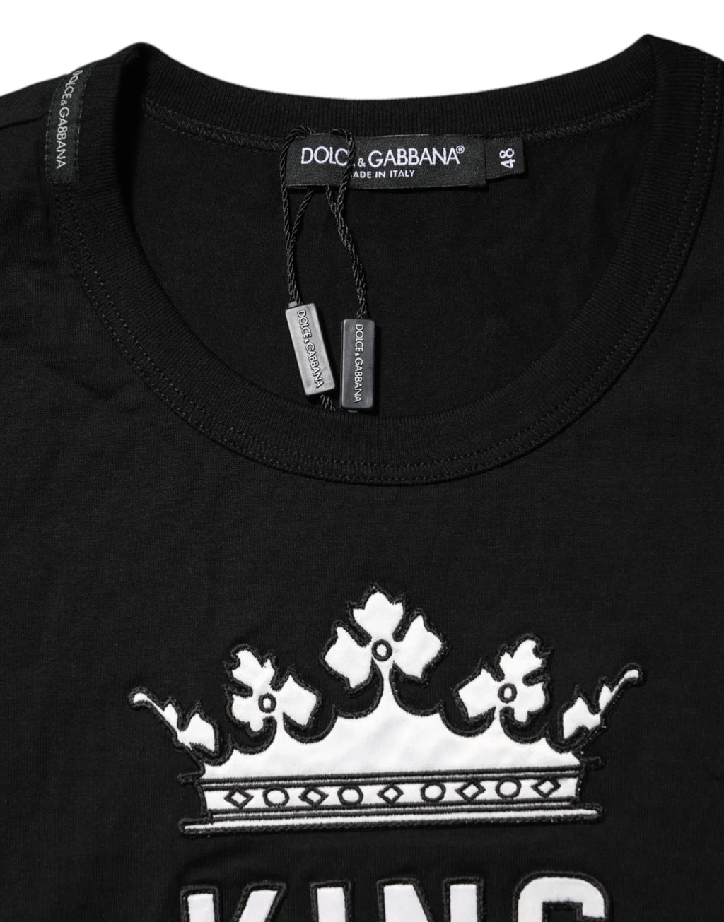 Dolce & Gabbana Black DG King Crown Cotton Crew Neck T-shirt - Zeiniez