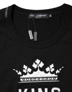 Dolce & Gabbana Black DG King Crown Cotton Crew Neck T-shirt - Zeiniez