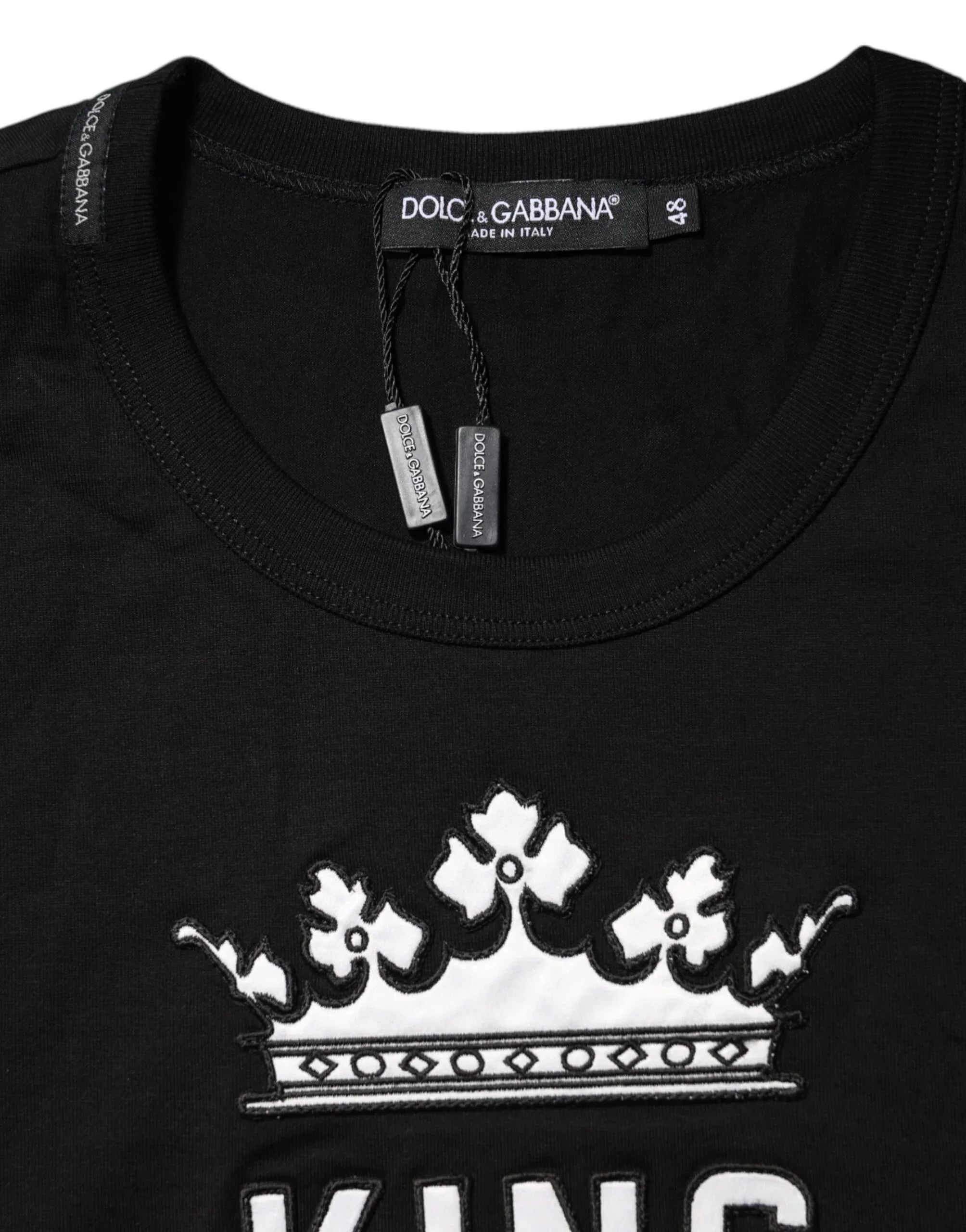 Dolce & Gabbana Black DG King Crown Cotton Crew Neck T-shirt - Zeiniez