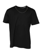 Dolce & Gabbana Black Chain Necklace Cotton Crewneck T-shirt - Zeiniez