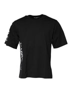 Dolce & Gabbana Black Logo Print Cotton Men Crew Neck T-shirt - Zeiniez