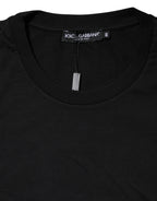 Dolce & Gabbana Black Logo Print Cotton Men Crew Neck T-shirt - Zeiniez