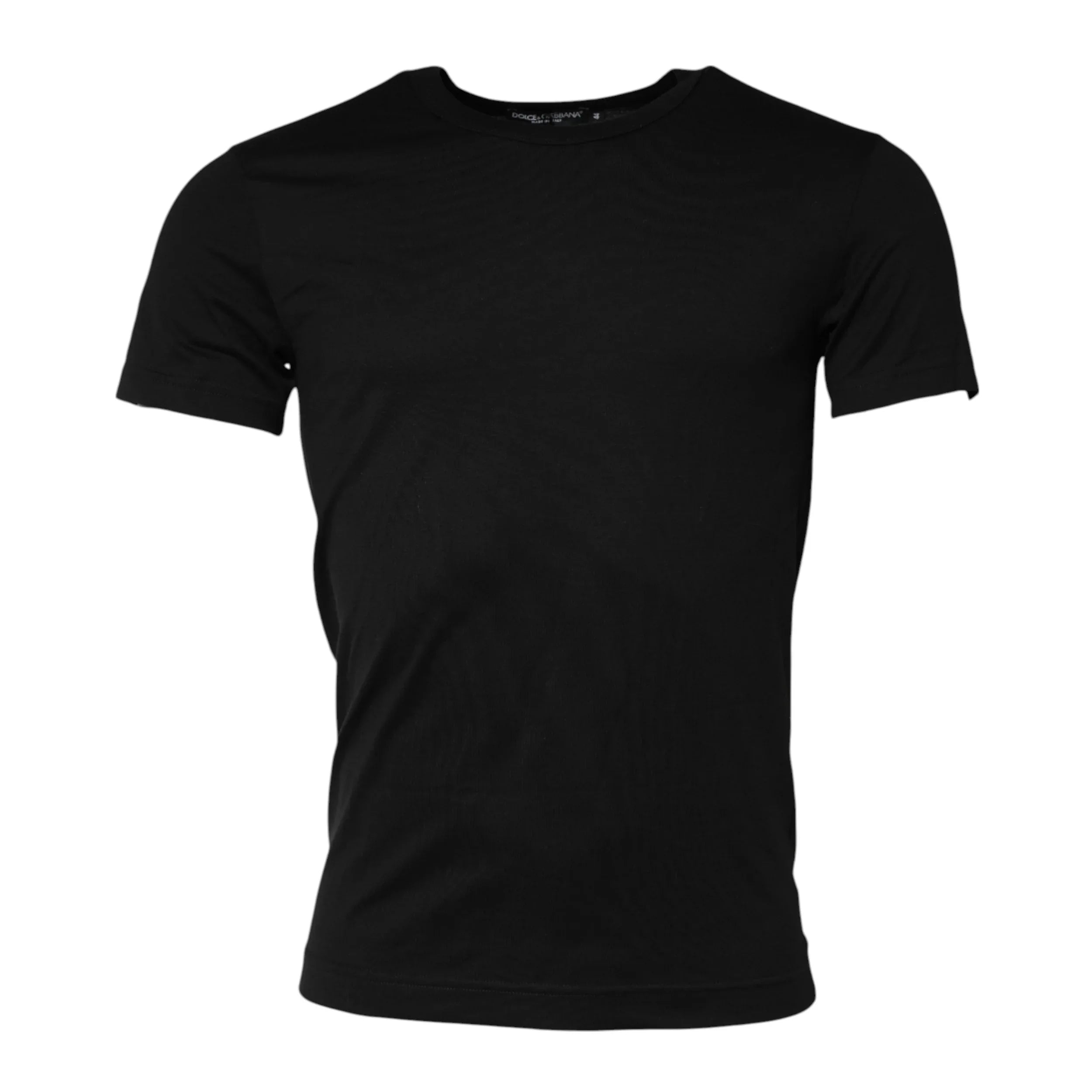 Dolce & Gabbana Black Cotton Crewneck Short Sleeves T-shirt - Zeiniez