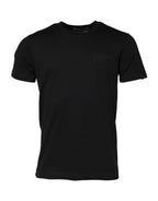 Dolce & Gabbana Black Logo Plaque Cotton Crew Neck T-shirt - Zeiniez