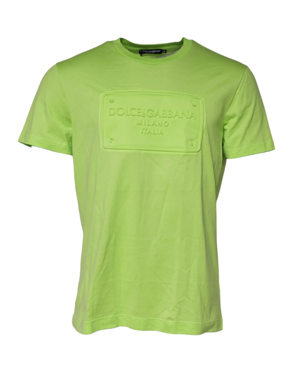 Dolce & Gabbana Green Embossed Logo Cotton Crew Neck T-shirt - Zeiniez