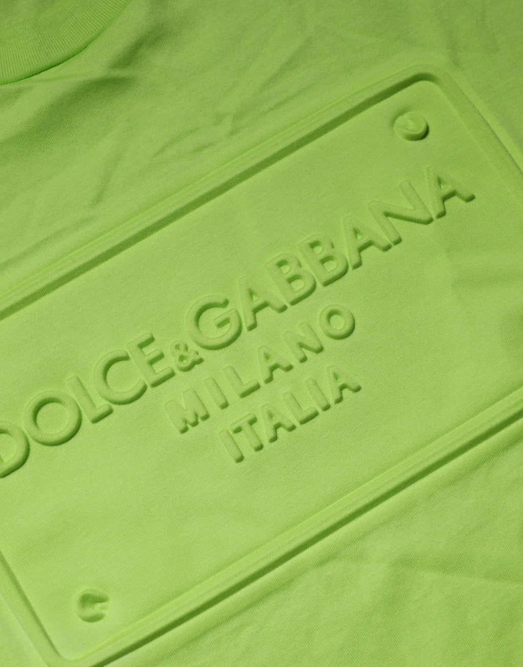 Dolce & Gabbana Green Embossed Logo Cotton Crew Neck T-shirt - Zeiniez