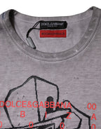 Dolce & Gabbana Gray Graphic Print Cotton Crew Neck T-shirt - Zeiniez