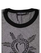 Dolce & Gabbana Gray Sacred Heart Cotton Crew Neck T-shirt - Zeiniez