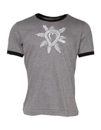 Dolce & Gabbana Gray Sacred Heart Cotton Crew Neck T-shirt - Zeiniez
