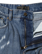 Dolce & Gabbana Blue AMBER Tattered High Waist Denim Jeans - Zeiniez