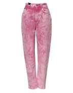 Dolce & Gabbana Pink Tie Dye High Waist Tapered Denim Jeans - Zeiniez