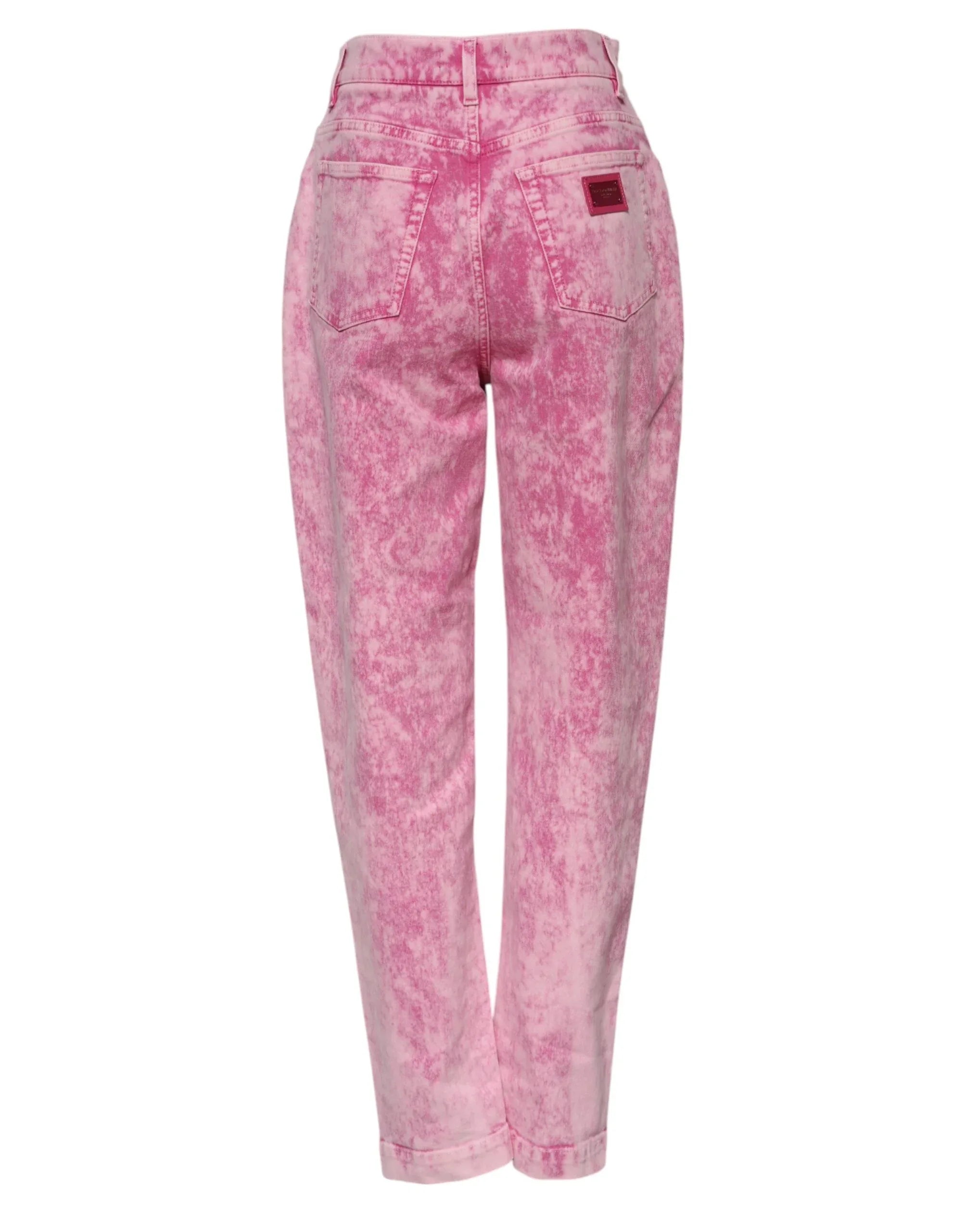 Dolce & Gabbana Pink Tie Dye High Waist Tapered Denim Jeans - Zeiniez