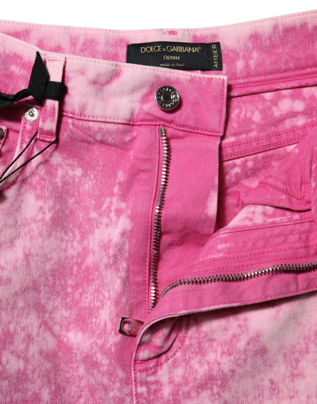 Dolce & Gabbana Pink Tie Dye High Waist Tapered Denim Jeans - Zeiniez