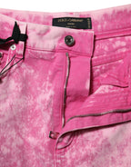 Dolce & Gabbana Pink Tie Dye High Waist Tapered Denim Jeans
