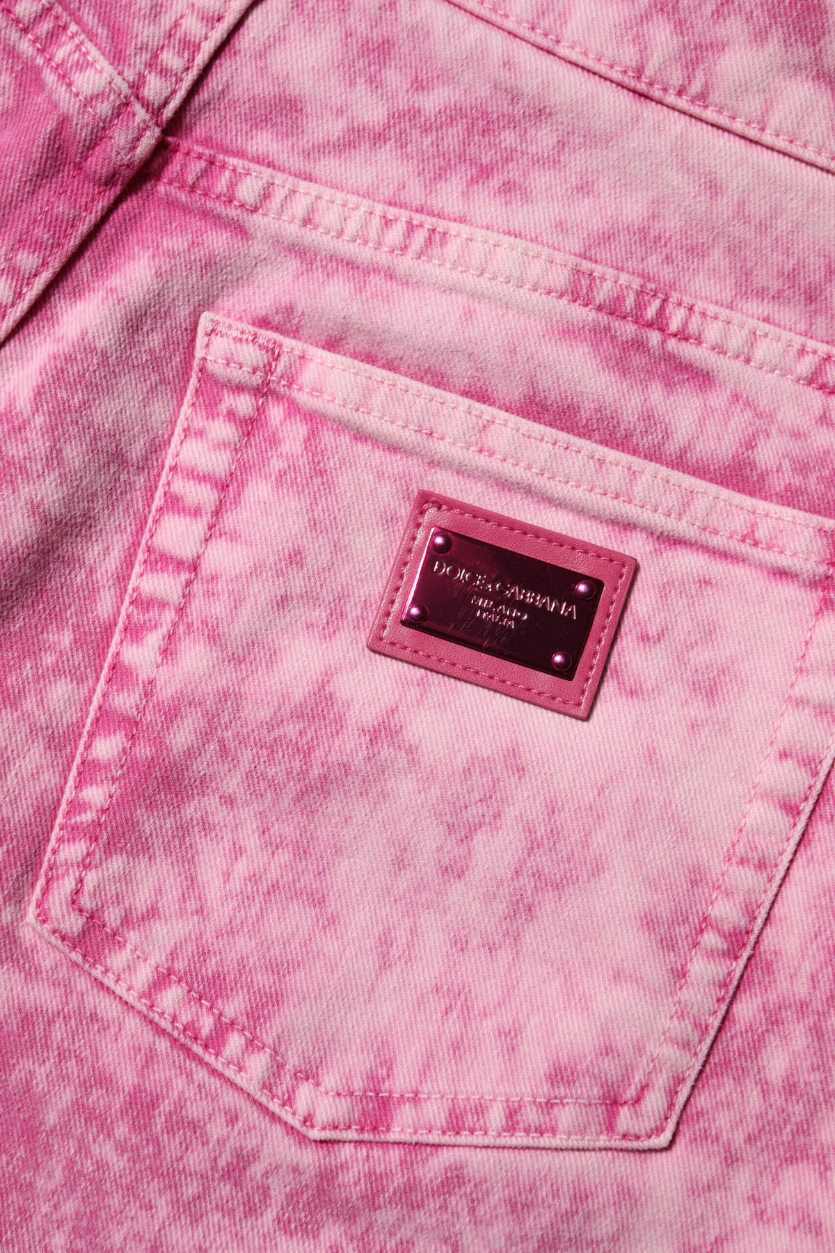 Dolce & Gabbana Pink Tie Dye High Waist Tapered Denim Jeans